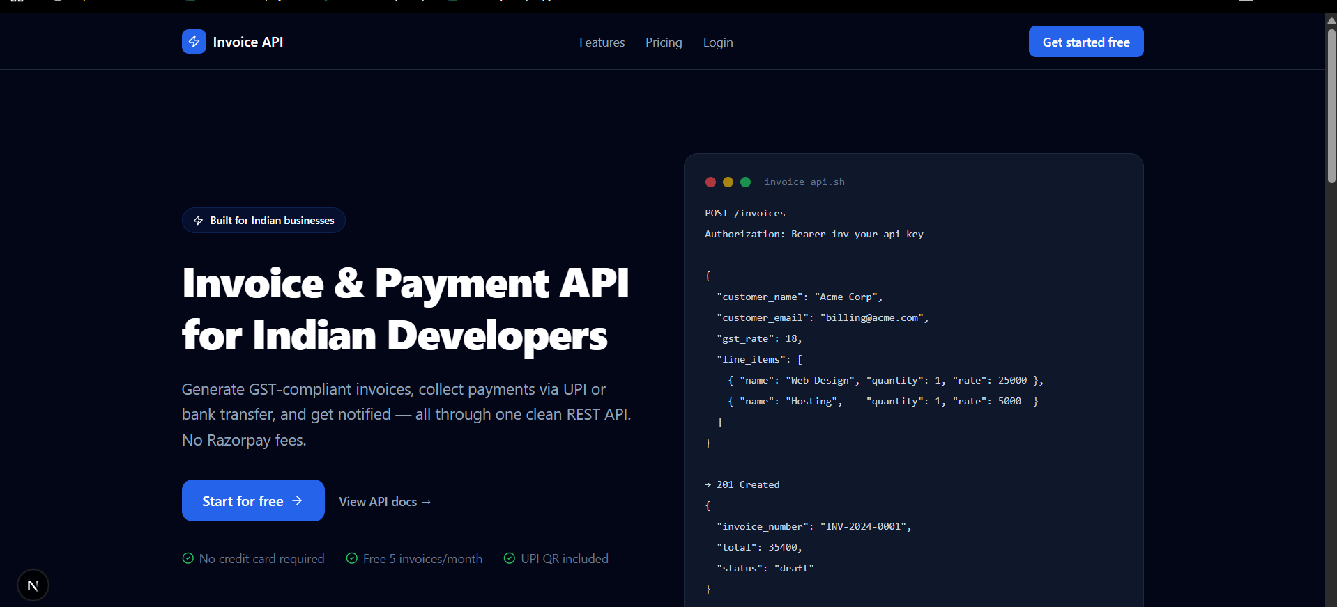 INVOICE API preview